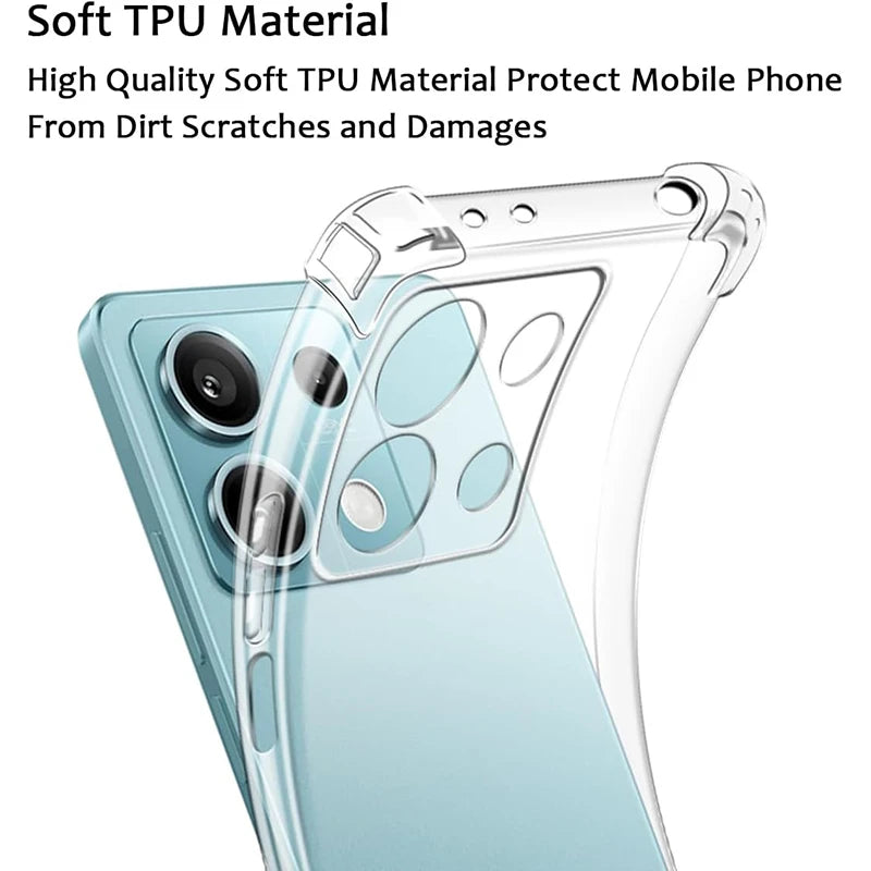 Shockproof Silicone Case for Xiaomi Redmi Note 13 12 12S 12T 11 11T 11S 10 10S Pro plus Pro+ 4G 5G Clear Soft Ultra Thin Shell