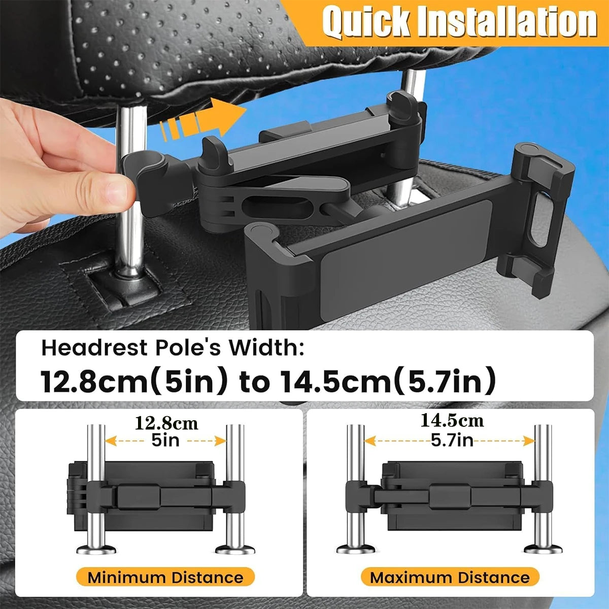 Car Tablet Holder, Headrest Tablet Mount Headrest Stand Cradle Compatible with Devices for Ipad Air Mini, Other 4.7-12.9" Cell