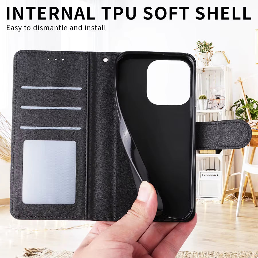 Wallet with Card Slot Kickstand Magnetic Flip Leather Case for Xiaomi Redmi Note 13 Pro plus 12 12S 11 11S 10 10S 9 Pro 8T 7